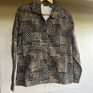 Chicos Addition - Black and Tan Safari Patterned Jacket